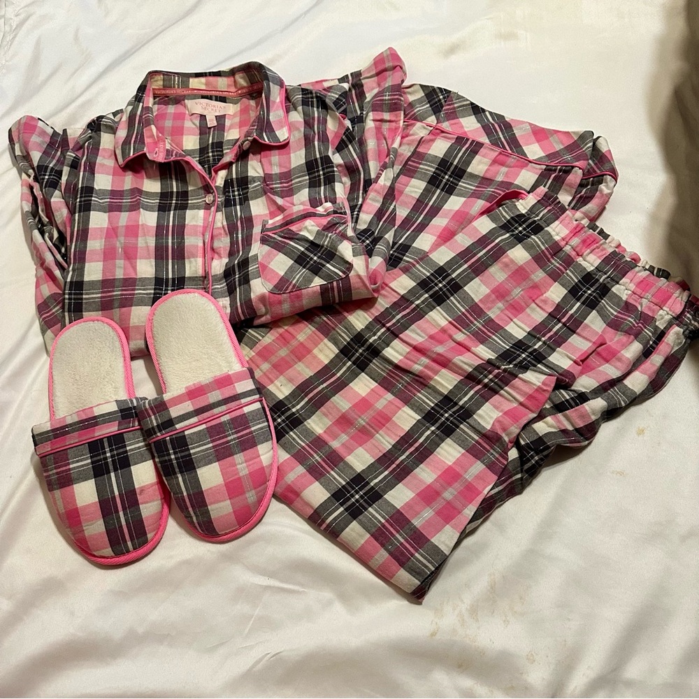 Plaid Pink and Black VS Pajamas Set - Picture 2 of 9